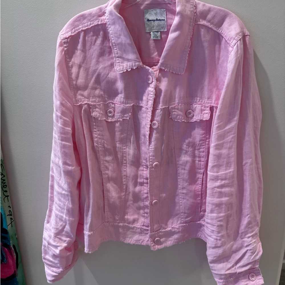 Tommy Bahama Two Palm Linen Jacket XL Pink